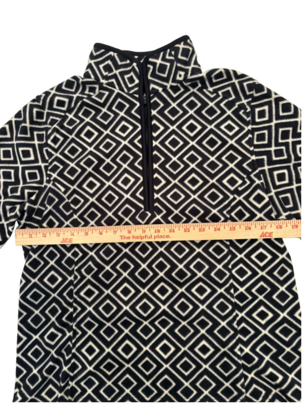 Youth Medium 14-16 Fleece Pullover-quarter Zip-black/white-Aztec Print-NEW-fall - Picture 4 of 12
